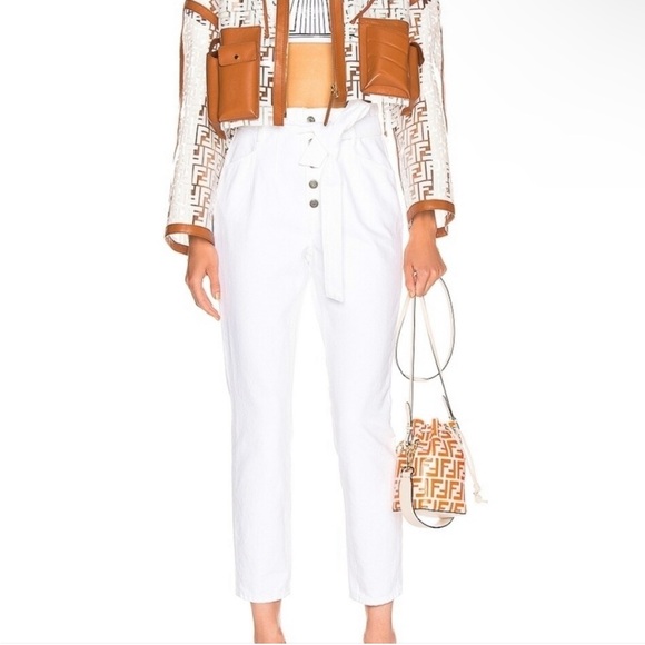 GRLFRND Daphne Super High-Rise Paperbag Pant, White - Picture 3 of 5